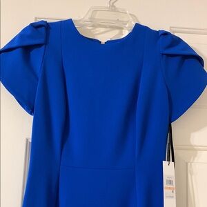 Calvin Klein-Chic Royal Blue Puff Sleeve Dress